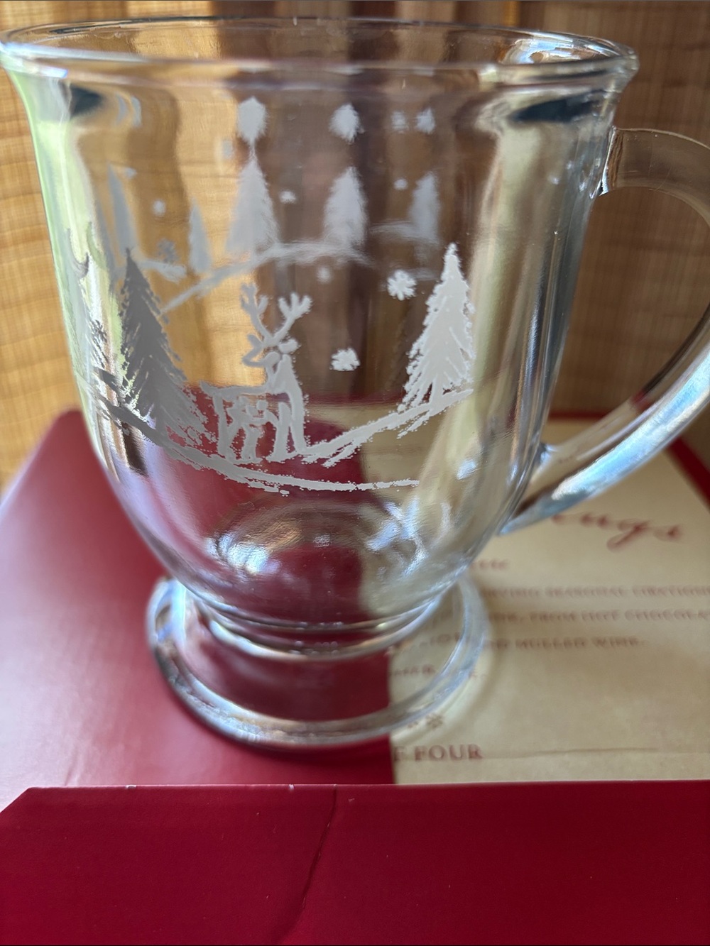 William Sonoma 4 Snowy Forest mugs